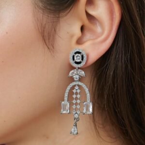 CZ Stone with American Diamond Drop Earring - Garimas