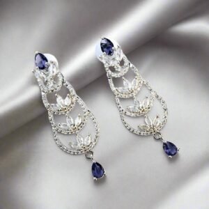 Purple Stone with American Diamond Earring - Garimas