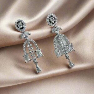 CZ Stone with American Diamond Drop Earring - Garimas