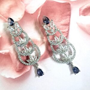 Purple Stone with American Diamond Earring - Garimas