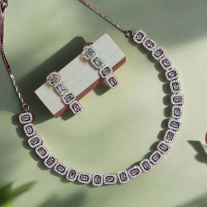Black Rose Gold Plated  American Diamond Necklace Sets | Garimas Lifestyle