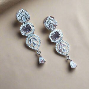 Purple Stone with American Diamond Drop Earring | Garimas Lifestyle