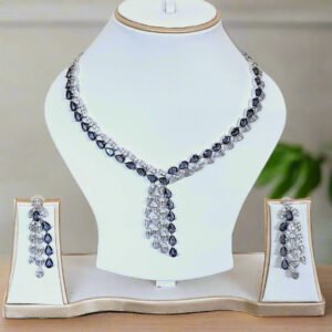 Silver Plated American Diamond Necklace Sets With Purple Stone | Garimas Lifestyle