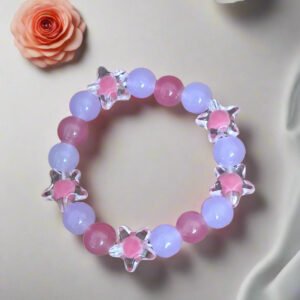 Purple and Pink Glass Beads Necklace and Bracelet Set for Girls | GARIMAS