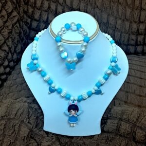 Blue Beads Necklace and Bracelet Set for Girls | GARIMAS