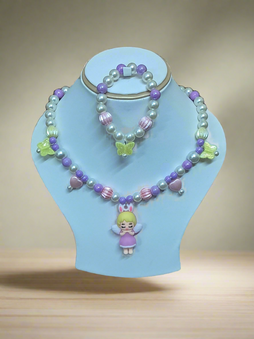 20250622_203653 Purple Beads Necklace and Bracelet Set for Girls | GARIMAS