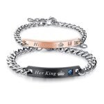 His or Hers Matching Set His Queen Her King Titanium Stainless Steel Couple Bracelet Rings for Girls & Boys. (Her King - His Queen) at Amazon.in