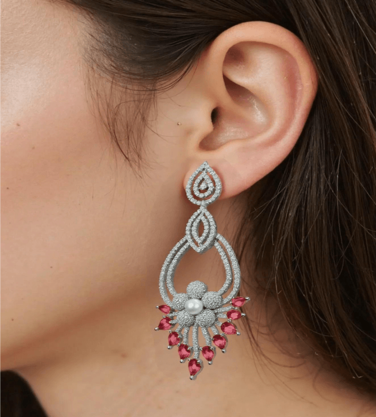 Screenshot_2025-01-20_220252 Pink American Diamond Studded Crystal Brass Drops & Danglers - Garimas