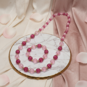 Pink Acrylic Beads Necklace and Bracelet Set for Baby Girls | GARIMAS