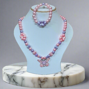Purple and Pink Beads Necklace and Bracelet Set for Girls | GARIMAS