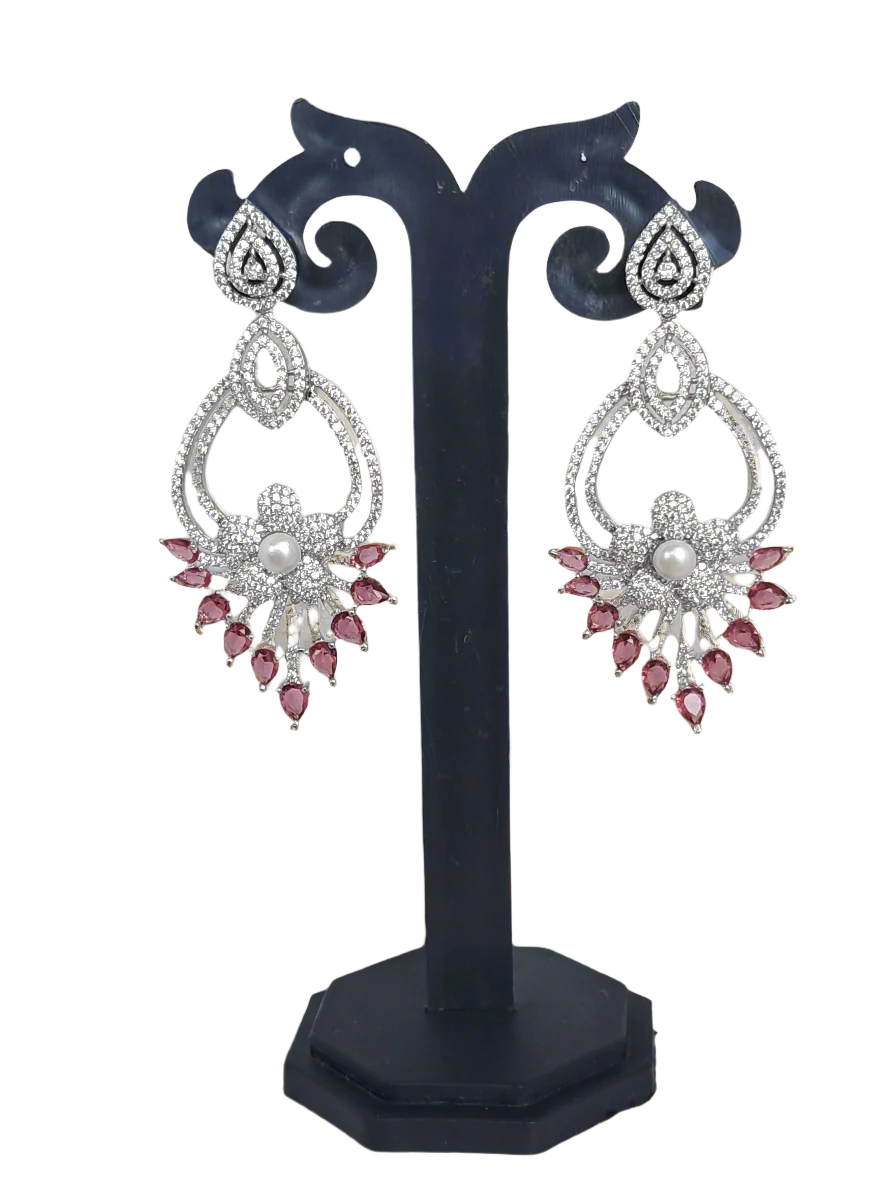 background-editor_output_109edafb-f9c3-479d-833d-da117ebcb024 Pink American Diamond Studded Crystal Brass Drops & Danglers | Garimas Lifestyle