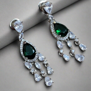 Green Stone with American Diamond Earring | Garimas Lifestyle