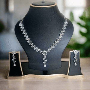 Silver Plated American Diamond Necklace Sets | Garimas Lifestyle
