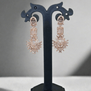 Rose Gold Plated  American Diamond Necklace Sets With Pink Stone | Garimas Lifestyle