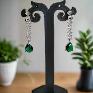 Silver Plated American Diamond Necklace Sets With Green Stone | Garimas Lifestyle
