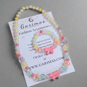 Girls Multicolor beaded Necklace with Bracelet | GARIMAS