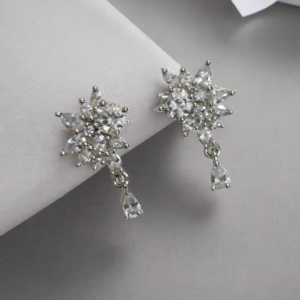 Silver Plated Cubic Zirconia Studded Earring | Garimas