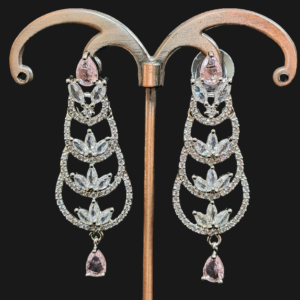 Aqua Pink Stone with American Diamond Earring | Garimas Lifestyle