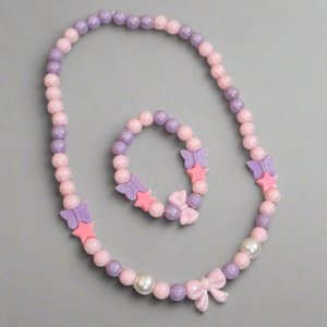Girls Pink and Purple Necklace and Bracelet Combo | GARIMAS