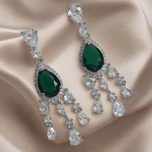 Green Stone with American Diamond Earring | Garimas Lifestyle