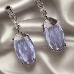 Silver Plated Aqua Purple Stone American Diamond Necklace Sets - Garimas