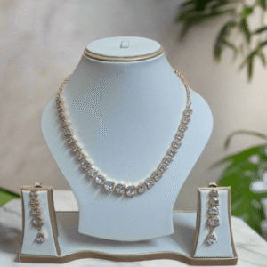 Rose Gold Plated  American Diamond Necklace Sets With White Stone | Garimas Lifestyle