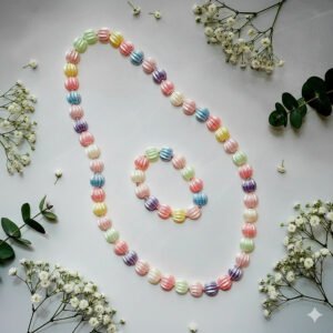 Multicolor Necklace and Bracelet Set with steel metal beads for Baby Girls | GARIMAS