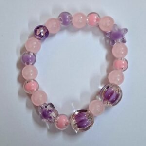 Purple Pink Glass Beads Necklace and Bracelet Set for Girls | GARIMAS