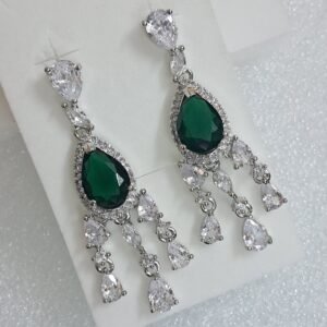 Green Stone with American Diamond Earring | Garimas Lifestyle
