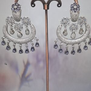 Purple American Diamond Dangler Earring Chadbali | Garimas Lifestyle