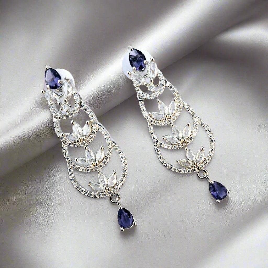 20250108_164331 Purple Stone with American Diamond Earring - Garimas
