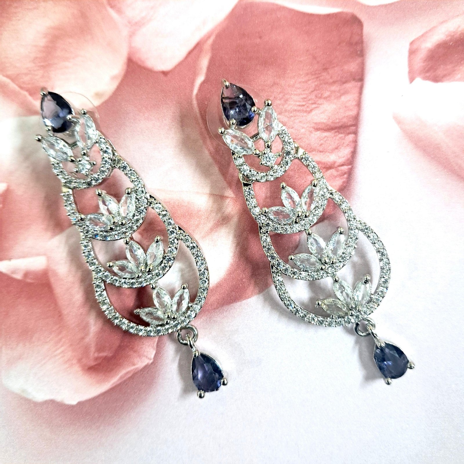 20250108_182501-1 Purple Stone with American Diamond Earring - Garimas