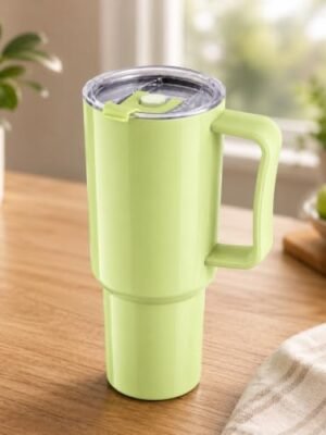 Clazkit 1200ML Tumbler with Handle & Straw, Plastic Travel Cup, Leakproof Reusable Mug for Cold Beverages, Office, Gym & Car - GREEN  Amazon.in: Home & Kitchen