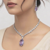 Garimas- Silver Plated Aqua Purple Stone American Diamond Necklace Sets
