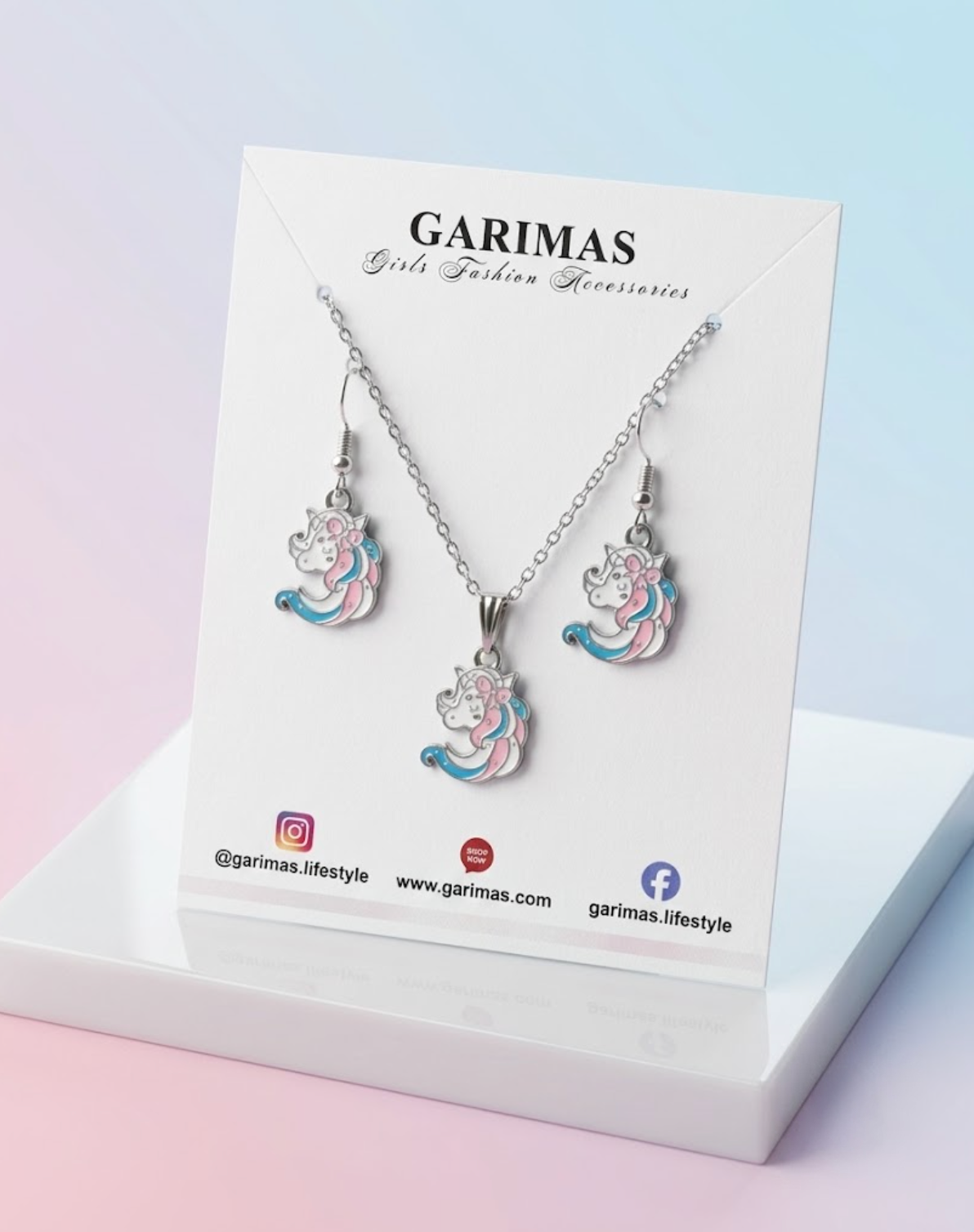 Untitled-25July2026at22.42.25 Garimas- Unicorn Charms Pendant and Earring Set for Girls with Silver Colour Chain